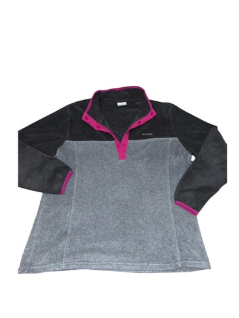 Columbia Women’s Gray & Black Fleece Pullover with Pink Trim